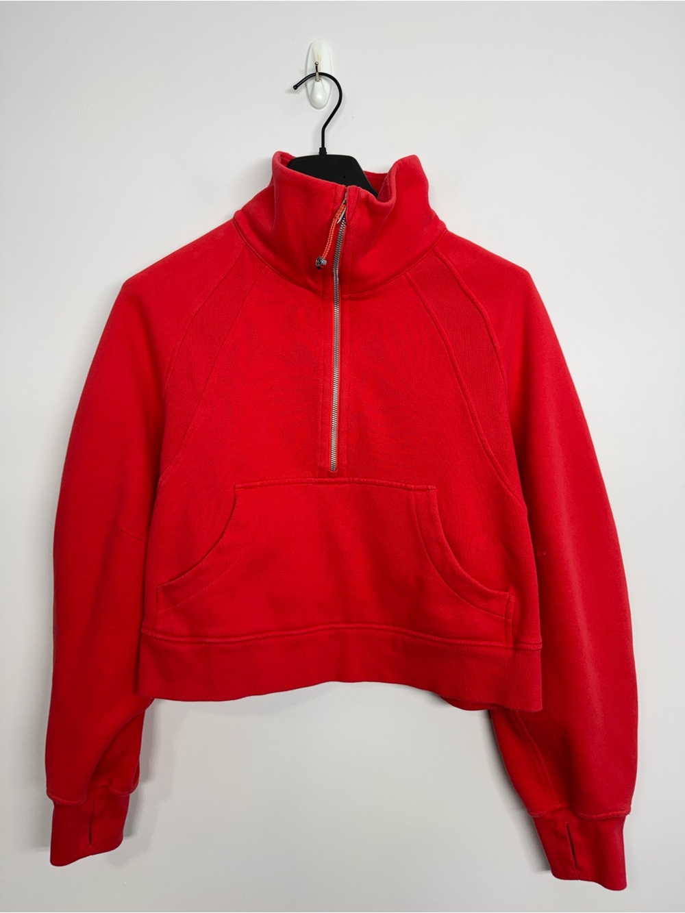 143: Lululemon Scuba Oversized Funnel Neck Half Zip Carnation Red Size M/L